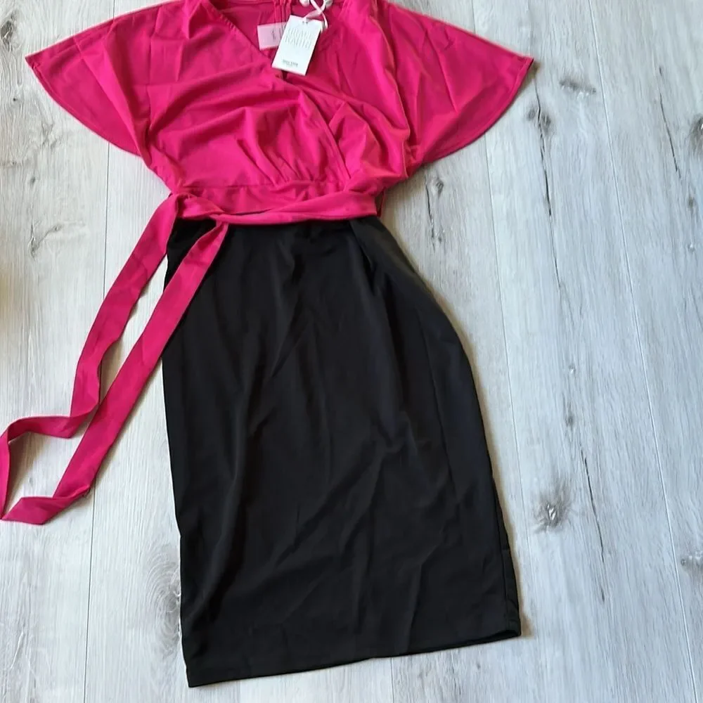 Grace Karin Wrap Dress Black/Pink M NWT in packaging‎